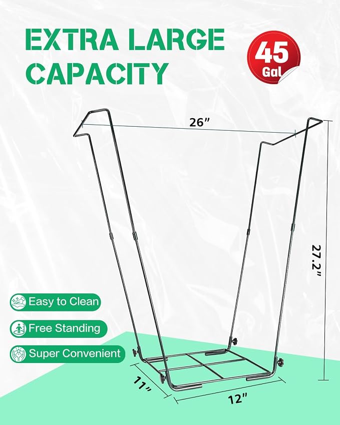 Jayhalo Trash Bag Holder, Outdoor Metal Leaf Bag Holder Stand 30-45 Gal, Portable Garbage Bag Holder Frame for Garden Camping Portable Trash Can, Leaf Bag Holds Disposable Bags, Freestanding Design - Image 7