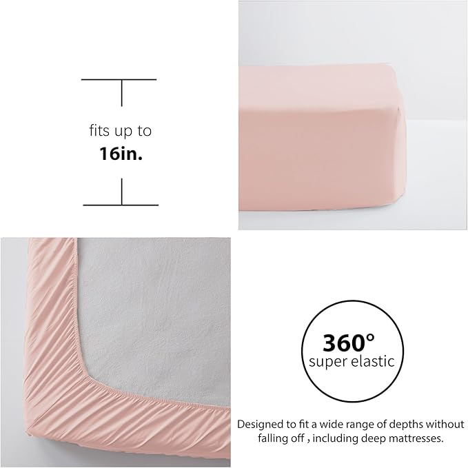 Zzlpp Twin Comforter Set - 5 Pieces, Pink Seersucker Bed in a Bag with Comforter, Pillow Sham, Pillowcase, Flat Sheet, Fitted Sheet