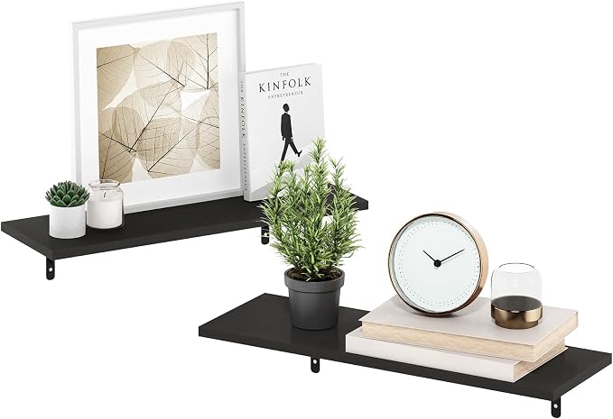Furinno Rossi Floating Shelves for Wall Set of 6, 23-Inch Wall Shelf, Floating Shelf, Wall Mounted Shelves, for Bathroom, Bedroom, Living Room, Espresso - Image 6