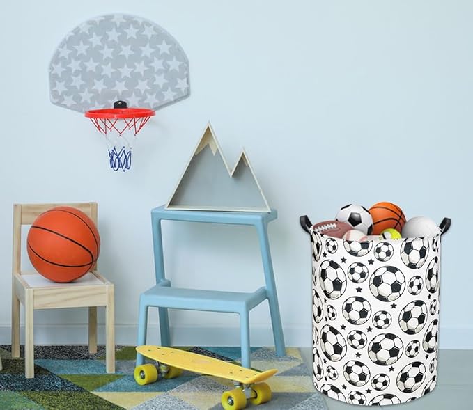 HIYAGON Kids Laundry hamper Baby Hamper for Nursery Boy and Girl Hamper Cute Kids Toys Storage Bin Organizer Soccer Room Decor for Home(Soccer) - Image 6