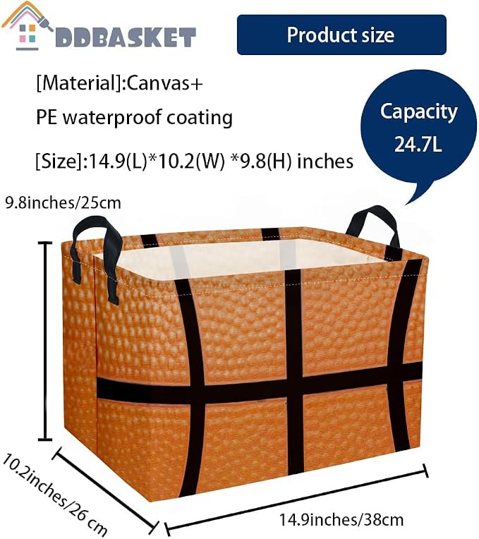 Rectangular Basketballs Baskets Gift Basket Empty Kids Storage Bins Baby Boy Basket Kids Toy Storage Bin Organizer Box Basketball Room Decor for Home(Basketball) - Image 7