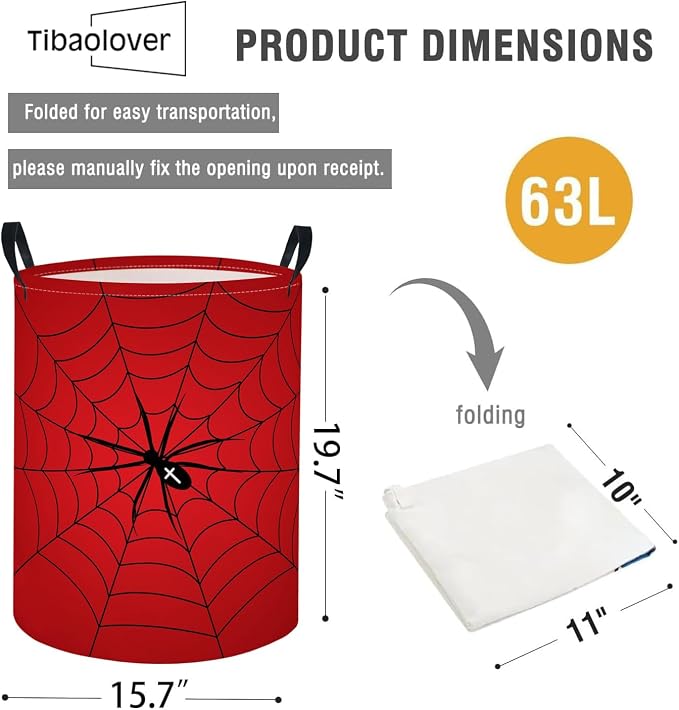 Baby Laundry Basket Baby Nursery Hamper Kids Laundry Basket Toy Storage Bin for Boys Room Decor Gift Baskets for Bedroom Bathroom(Spider Web) - Image 6