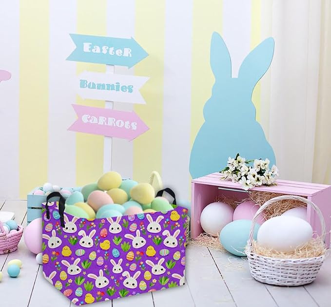 Easter Basket for Kids Gift Baskets Empty Baby Easter Basket for Boys and Girls Rectangular Toy Storage Bins Organizer Bin Box Cute room Decor for Home - Image 7