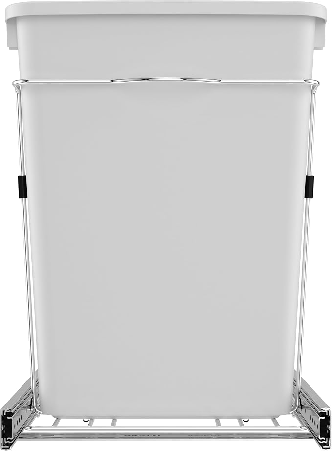 Rev-A-Shelf RV-18KD-11C S Double Pullout Trash Can for Kitchen Cabinets 35 Qt Garbage Recycling Bin on Full-Extension Slides, White - Image 9