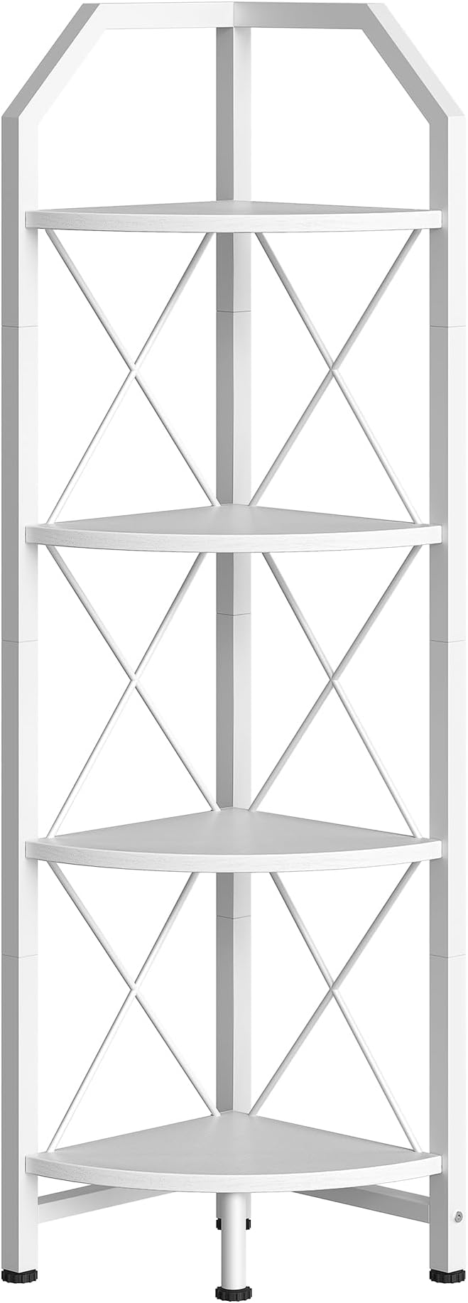 CHOEZON 4-Tier Corner Shelf, Industrial Corner Bookshelf, 47.6" Corner Storage Stand, Plant Stand Display Shelf, Corner Bookcase for Bedroom, Living Room, Home Office, White TCJ09WB - Image 7