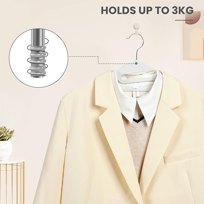 BAGAIL Plastic Hangers 50 Pack with Non-Slip Design,0.2 Inches Thick, 360°Swivel Hook Space Saving Organizer for Bedroom Closet,Shirts,Pants(White- S Shaped) - Image 6
