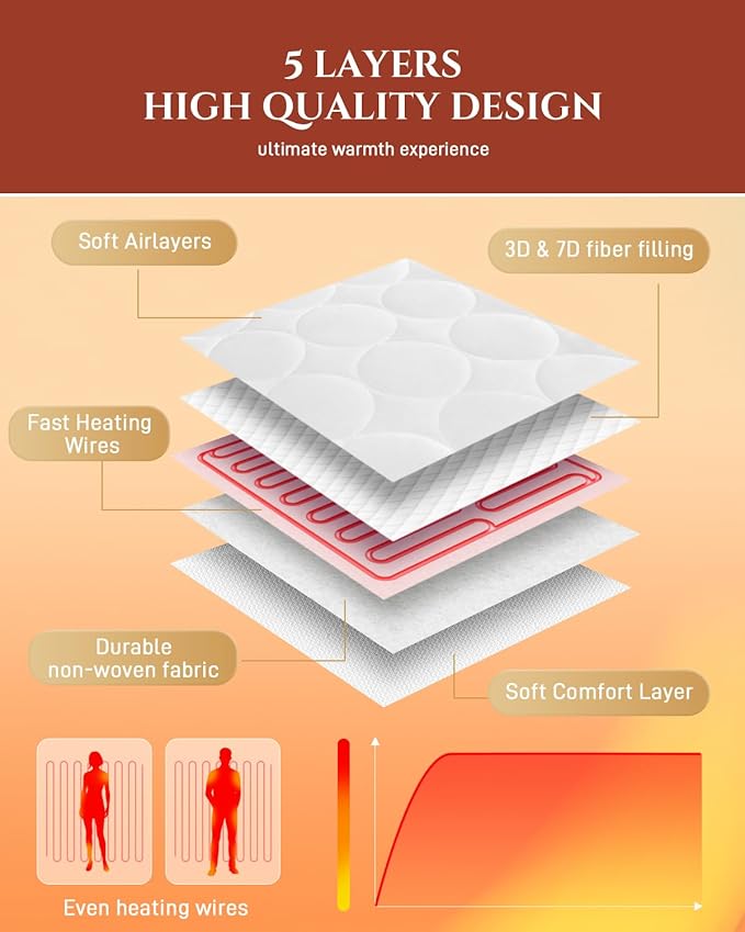 Heated Mattress Pad King Size – Electric Heated Bed Pad with Dual Zone Control, Deep Pocket Warming Cover, Thick Underblanket Sheet, Bed Warmer (05 Pure White, 78" x 80")