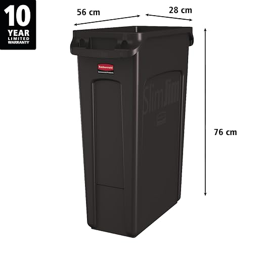 Rubbermaid Commercial Products Slim Jim Plastic Rectangular Trash/Garbage Can/Bin with Venting Channels, 23 GAL, Brown, for Kitchens/Classrooms/Offices/Back of House - Image 2