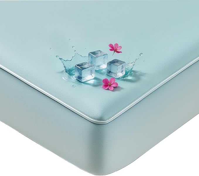 Cooling Mattress Protector Twin Waterproof - Breathable Cover 3D Air Mesh 16" Deep Pocket Fitted Sheet - Noiseless Bed Pad for Hot Sleepers Pets Kids