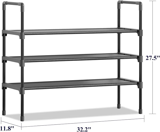 Kitsure Shoe Rack for Closet - Shoe Organizer, Large-Capacity & Space-Saving Shoe Shelf for Entryway, Bedroom, Living Room,32.2" x 11.8" x 27.5", Black - Image 2