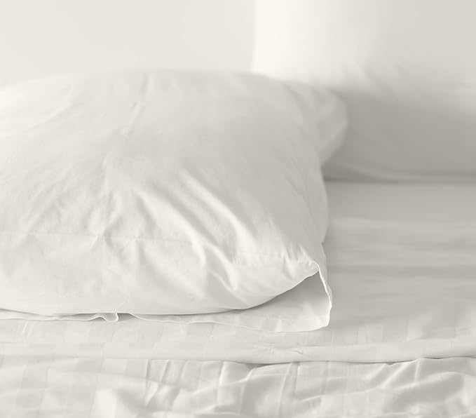 RUVANTI 100% Cotton Sheets – California King Percale Bedding, Cooling & Breathable, Durable with a Crisp, Soft & Comfortable Feel, 14" Deep Pocket, 4-Piece Set, Ivory