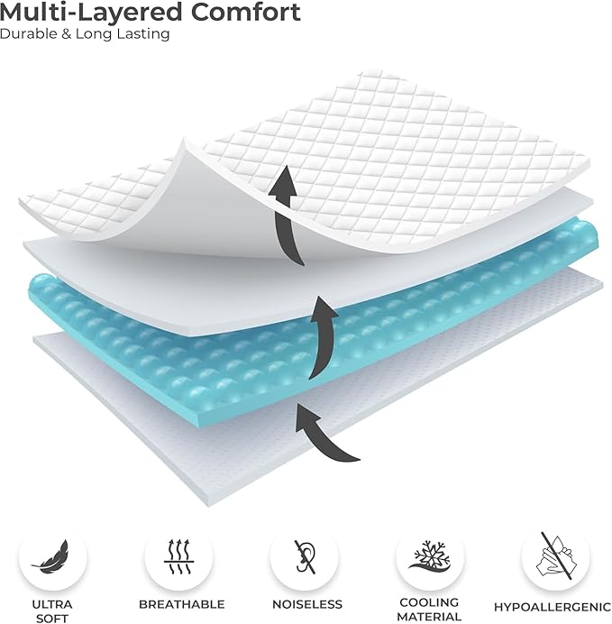 LUX Décor Twin XL Mattress Pad - Quilted Elastic Fitted Mattress Cover Protector Upto 16 Inches Deep Pocket - Soft Breathable Noiseless Mattress Topper (Black “39 X 80”)