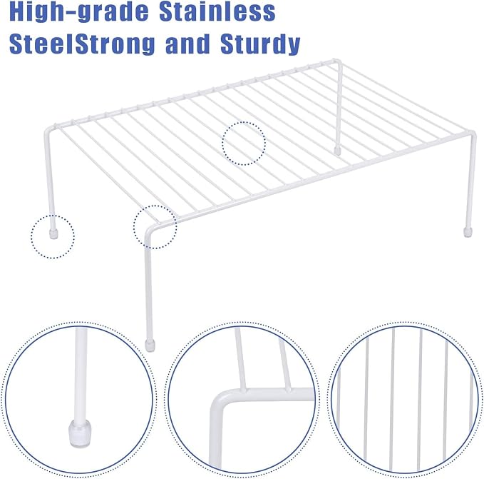 Large (16.1 x 10.2 Inch) Cabinet Storage Shelf Rack, Shelves,Kitchen Counter and Cabinet Shelf, Storage Rack Organizer for Kitchen, Fridge, Cabinet, Bathroom Cupboard (White, 6) - Image 5