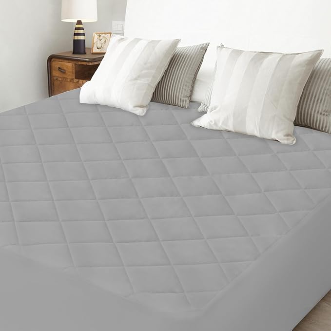 Twin Mattress Pad, Soft Quilted Air Mattress Topper Twin with Extra Deep Pocket, Breathable and Noiseless Air Mattress Cover Mattress Pad Fits Up to 23 Inch, Grey