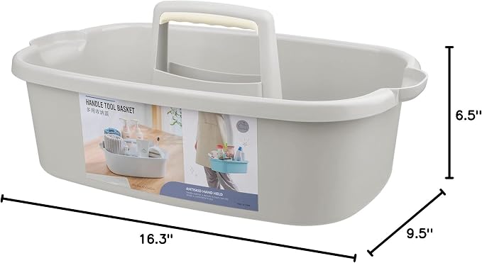 Large Cleaning Supplies Caddy Portable Shower Basket Supply Organizer with Handle Plastic Bucket Tool Storage for Bathroom, Bedroom, Kitchen, College Dorm, Garden, Light Grey - Image 6