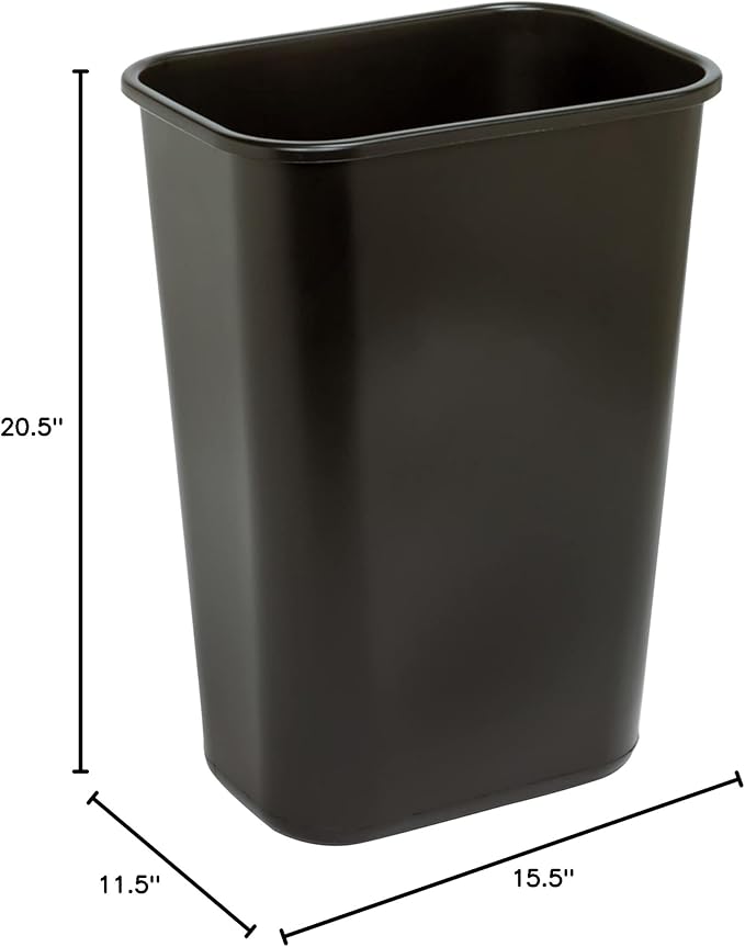 Wastebasket, 10.25 Gallons, 20 1/2in.H x 15 1/2in.W x 11 1/2in.D, Black, WB0196 - Image 5