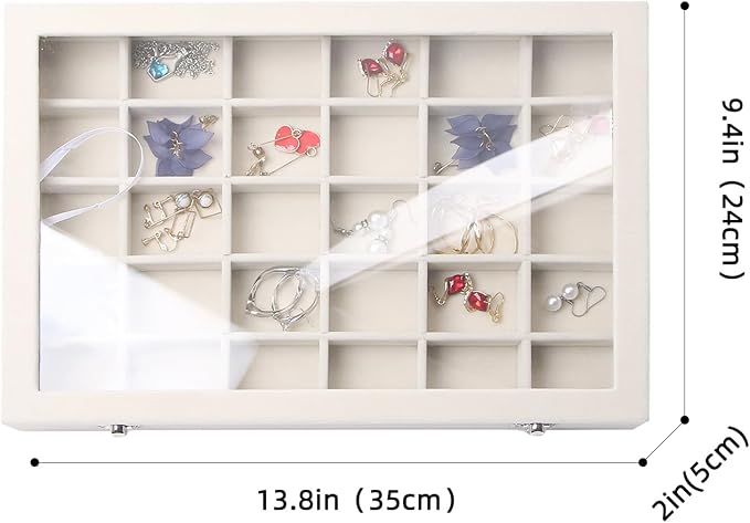 Stratalife Jewelry Organizer Stackable Earring Organizer Tray with Lid Jewelry Storage Tray for Earring Necklace Drawer Display Idea for Mom from Daughter (30 Grids) - Image 5