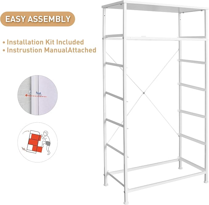 Mifuro Tall Dresser for Bedroom, Vertical Storage Organizer Tower with 7 Drawers, Chest of Drawers with Fabric Bins, Steel Frame, Wood Top for Bedroom, Closet, Entryway- White - Image 9