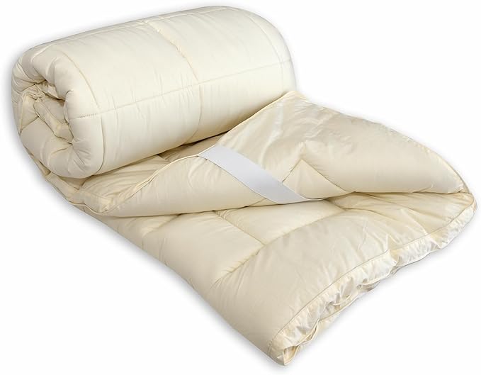 100% Merino Wool Mattress Topper for Back Pain Relief Natural Handmade Merino Wool Pad 2 Inches Thick Cooling Breathable with 2 Elastic Straps, Ivory Full 54x76 Inches