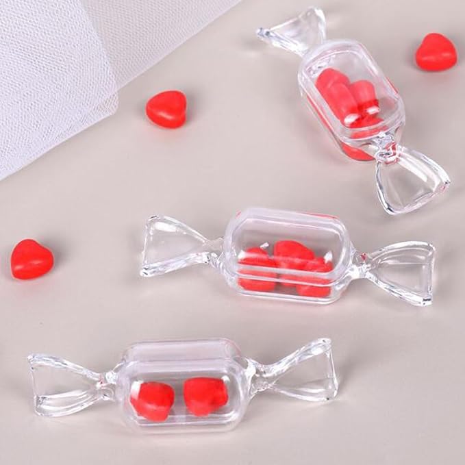 FZBNSRKO 50 Pcs Clear Candy Shaped Jewelry Box,Mini Jewelry Organizer Boxes Lovely Plastic Candy Container DIY Jewelry Accessories for Wedding Party Travel Valentine's Day(transparent) - Image 7