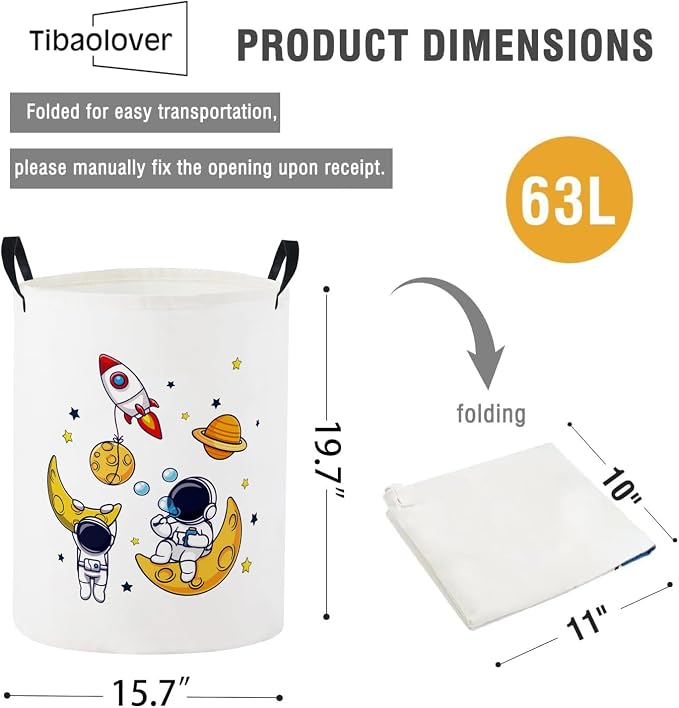 Baby Laundry Basket Baby Nursery Hamper Kids Laundry Basket Toy Storage Bin for Boys Room Decor Gift Baskets for Bedroom Bathroom(Astronaut) - Image 6