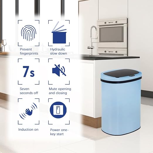 BestOffice Kitchen Trash Can with Lid, 13 Gallon Automatic Garbage Can for Bathroom Bedroom Home Office 50 Liter Touch Free High-Capacity Brushed Stainless Steel Waste Bin - Image 6