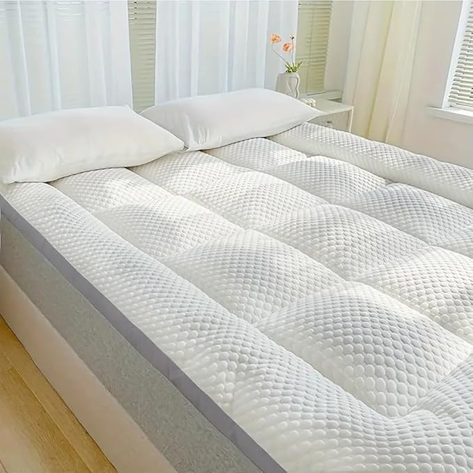 Mattress Topper Full Size - Breathable Folding Mattress Pad for Back Pain Relief Soft & Plush Mattress Protector - Pillow Top Bed Topper for Firm Mattress