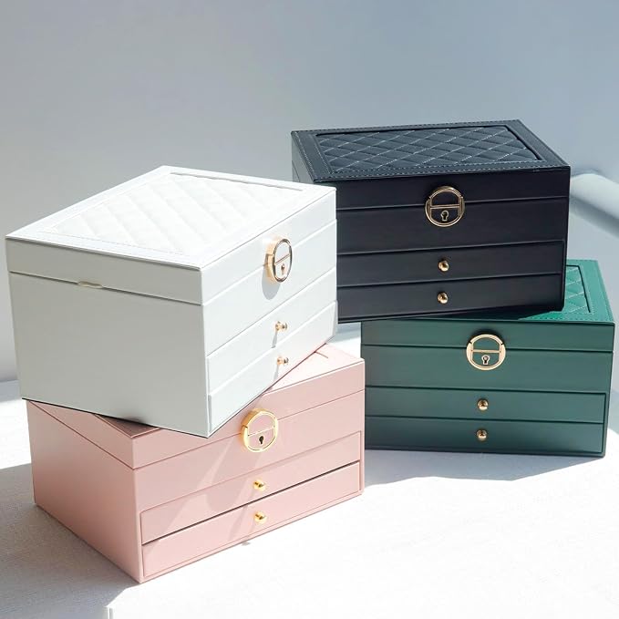Jewelry Organizer Box PU Leather Double-Layer Pull-Out Drawer & Multiple Compartments - Premium Jewelry Storage for Necklaces, Rings, Bracelets - Nice Christmas Gift for Women, Men - Image 9