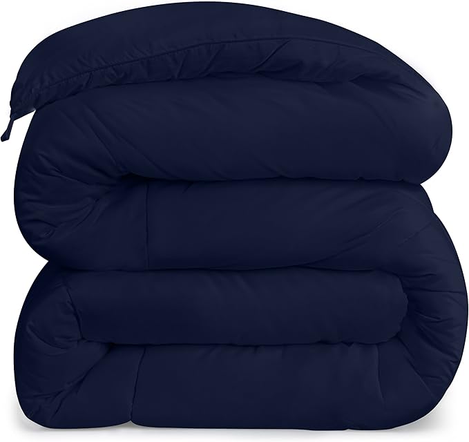 Utopia Bedding Comforters King Size, All Season Duvet Insert, Down Alternative Box Stitched Bed Comforter with Corner Tabs, Machine Washable (Navy)