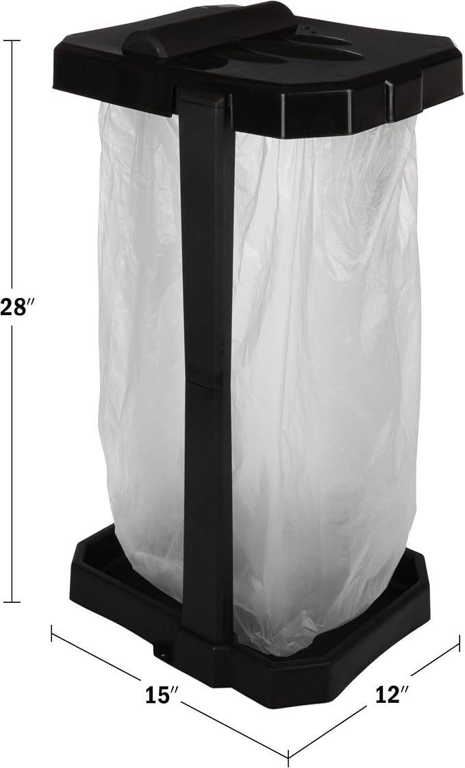 Wakeman Heavy Duty Black Trash Bag Portable Trash Bag Holder Stand with 7 Bags - Collapsible Trash Can Camping, RV, Kitchen, or Tailgate Party Garbage Bag Holder - Image 7