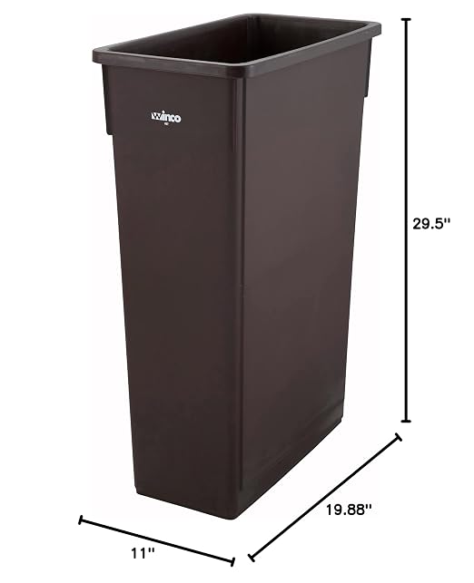 Winco Slender Trash Can, 23-Gallon, Brown - Image 4