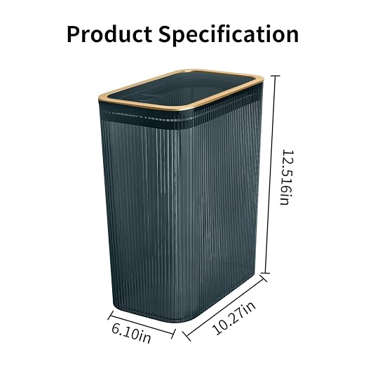 Transparent Trash Can, Bathroom Trash Cans with Lids, 2.6 Gallon Garbage Can for Bedroom, Office, Plastic Slim Waste Basket with Press Top Lid, 10L Clear Trash Bin for Home, Kitchen (Blue) - Image 7