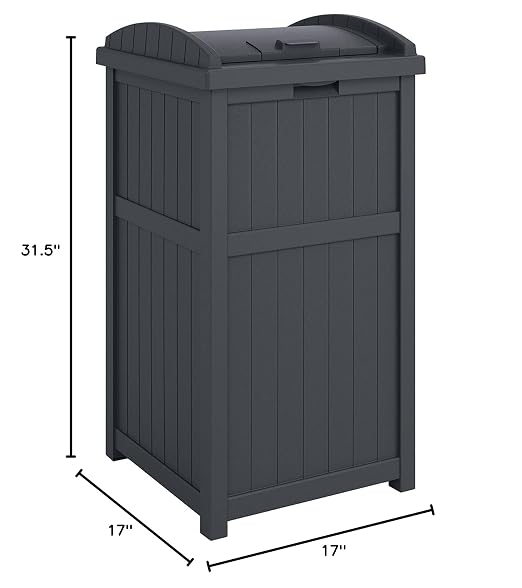 Suncast 2 Pack Trash Hideaway Refuse Container, Stylish Resin Outdoor Garbage Bin with Latching Lid, 30 to 33 Gallon Capacity, Cyberspace - Image 9