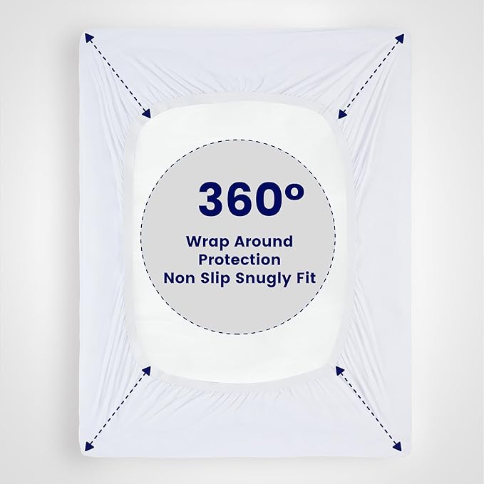 SLEEP ZONE Waterproof Mattress Pad King, Breathable Mattress Topper Quilted Fitted Cover Protector with Deep Pockets fits 8-21 inch, White