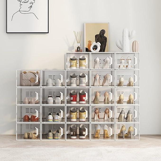SEE SPRING X-Large Shoe Storage Box Fit Size 11, Clear Plastic Stackable Shoe Organizer for Closet, Space Saving Sneaker Shoe Rack Containers Bins Holders for Entryway, 12 Pack Clear - Image 7