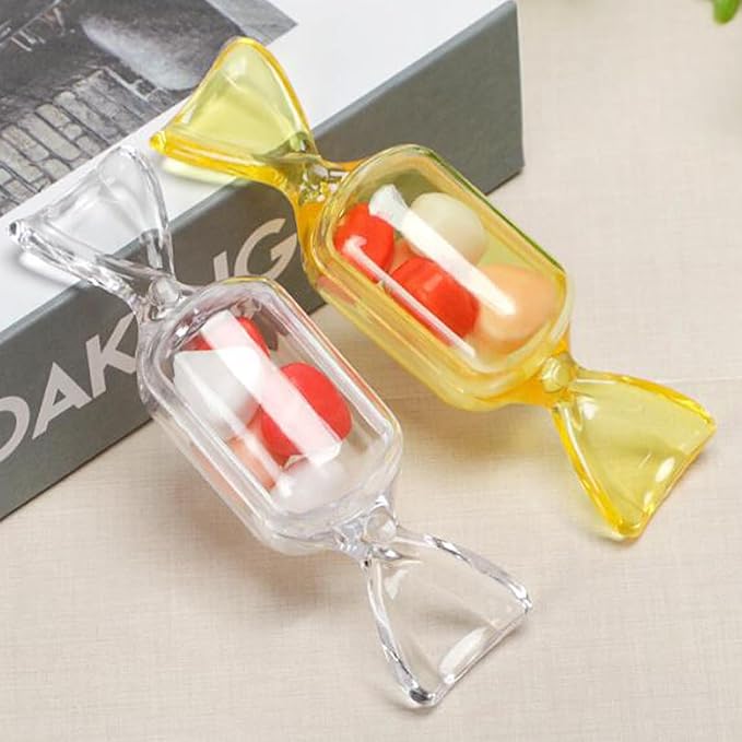 FZBNSRKO 50 Pcs Clear Candy Shaped Jewelry Box,Mini Jewelry Organizer Boxes Lovely Plastic Candy Container DIY Jewelry Accessories for Wedding Party Travel Valentine's Day(yellow) - Image 7