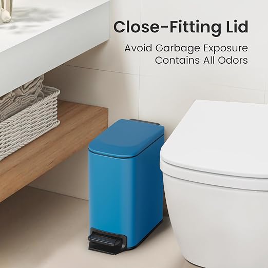 Cesun Small Bathroom Trash Can with Lid Soft Close, Step Pedal, 6 Liter / 1.6 Gallon Stainless Steel Garbage Can with Removable Inner Bucket, Anti-Fingerprint Finish (Blue) - Image 8
