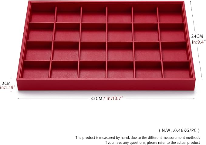 Oirlv Gorgeous Red Leather 24 Gird Jewelry Tray Stackable Jewelry Drawer Organizer Rings Earrings Organizer Storage - Image 9