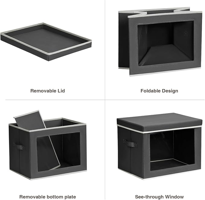 Homsorout Stackable Storage Bins with Lids - Large Storage Box with Lids, Foldable Closet Boxes for Organizing, Wardrobe Clothes Organizer with Window, Cubes Bins for Living Room, 6 Pack, Dark Grey - Image 7
