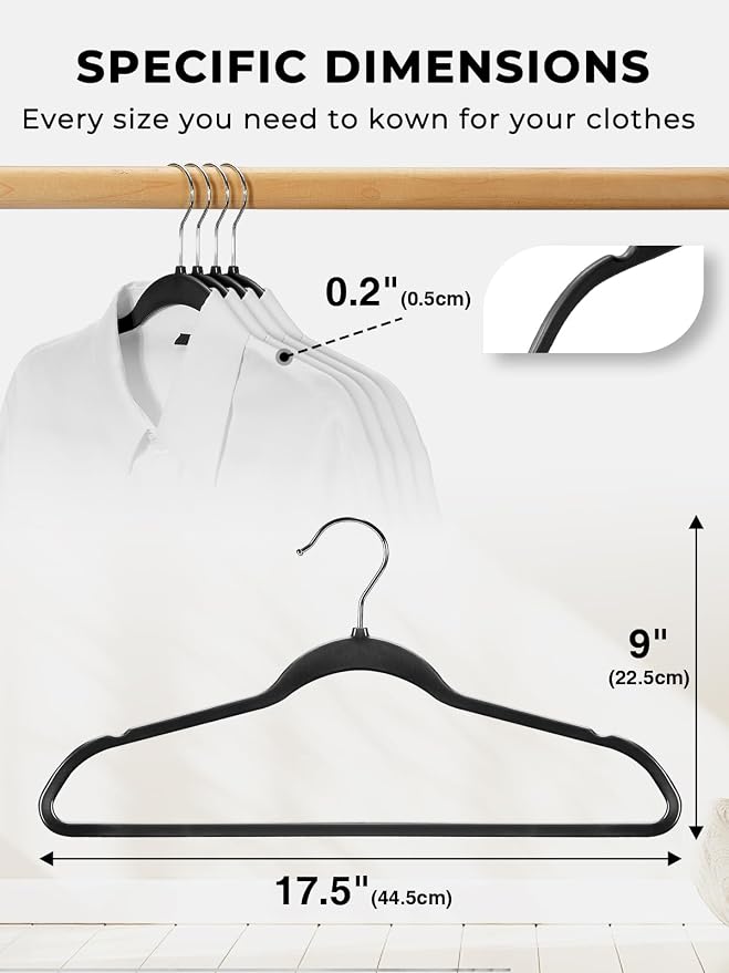 SMARTOR Plastic Hangers 50 Pack, Heavy Duty Plastic Hangers for Clothes - Non-Velvet Slim Hangers with 360° Swivel Hook & Clothes Thin Hanger - Durable Coat Hangars, Space Saving Hanger - Black - Image 8