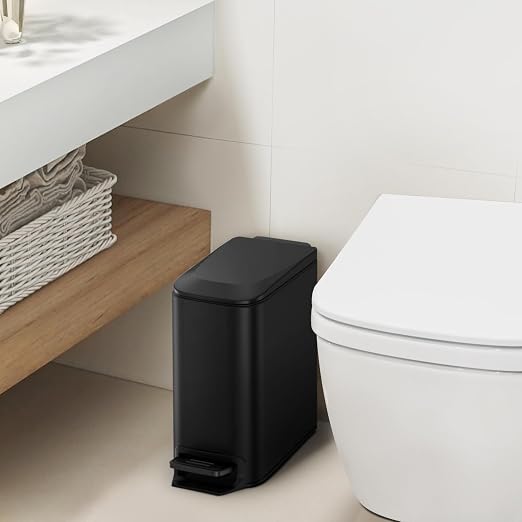 Cesun Small Bathroom Trash Can with Lid Soft Close, Step Pedal, 6 Liter / 1.6 Gallon Stainless Steel Garbage Can with Removable Inner Bucket, Anti-Fingerprint Finish (Matt Black) - Image 8