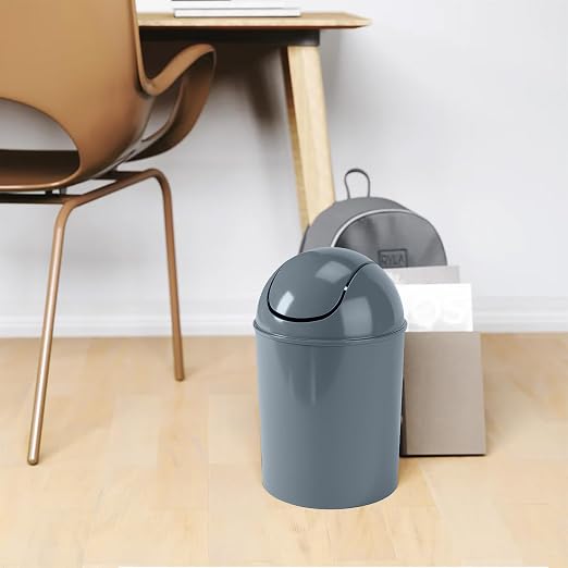 Umbra 1.25 Gallon Mini Waste Can with Removable Swing-Top Lid - Small Garbage Bin for Kitchen, Bathroom, Bedroom, Office - Compact Trash Can Fit Under Tables & Counters - Slate Blue - Image 7
