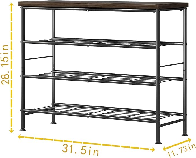 SUOERNUO Shoe Rack Organizer 4 Tier for Closet Entryway Free Standing Metal Storage Shoe Shelf with MDF Top Board,Black - Image 6