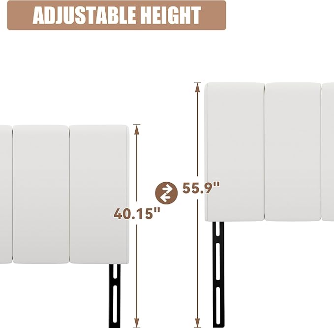 Yongchuang White Headboard King Size Upholstered Faux Leather Headboards King Bed Headboard Adjustable Height Head Board Panels