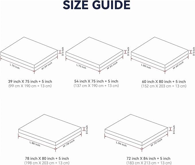 Dual Layer 5 Inch Goose Feather Mattress Topper Twin Size, 4 Inch Goose Feather Plus 1 Inch Down Alternative Pillow Top, Medium Firm Featherbed with Adjustable Straps(39"x75", Wavy)