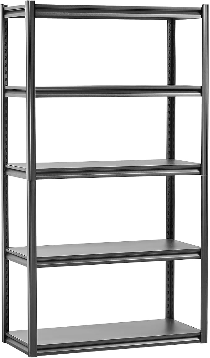 VEVOR Storage Shelves, 2000 lbs, 5 Tier Garage Storage Shelving, 18" D x 40" W x 72" H Adjustable Metal Shelves for Garage Shelves Utility Rack Shelf, Ideal for Kitchen, Warehouse, Basement, Black - Image 9