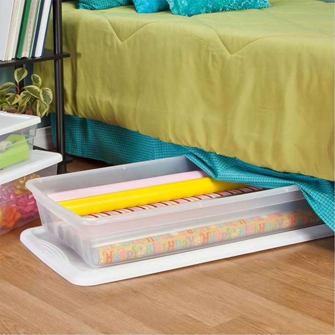 Sterilite 18 Pack Storage Box, 41 Quart Stackable Tote, Clear Plastic Container with Secure Snapping Lids for Home and Office Organization, White - Image 9