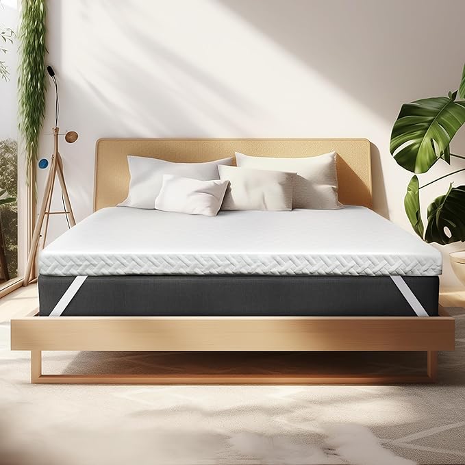 3 Inch Gel Memory Foam Mattress Topper King Size for Back Pain, Cooling Mattress Pad Bed Topper with Removable and Washable Bamboo Cover, CertiPUR-US & Oeko-Tex Certified – White