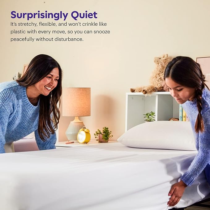 Purple Mattress Protector - Queen Size, 13" Deep, Five-Sided Dual Defense, Stain-Resistant & Machine-Washable, Protects Against Kids, Pets, Food & More