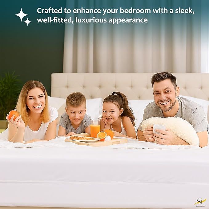 Mattress Protector Twin XL Size 100% Waterproof Zippered Cover, 15 Inches Deep, Six-Sided Mattress Encasement for Bed, Zipper Closure Style (White)